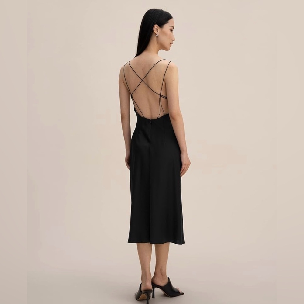 LilySilk Silk Cocktail Dress  Wrap Elegant Spaghetti Strap Dress - Picture 6 of 7